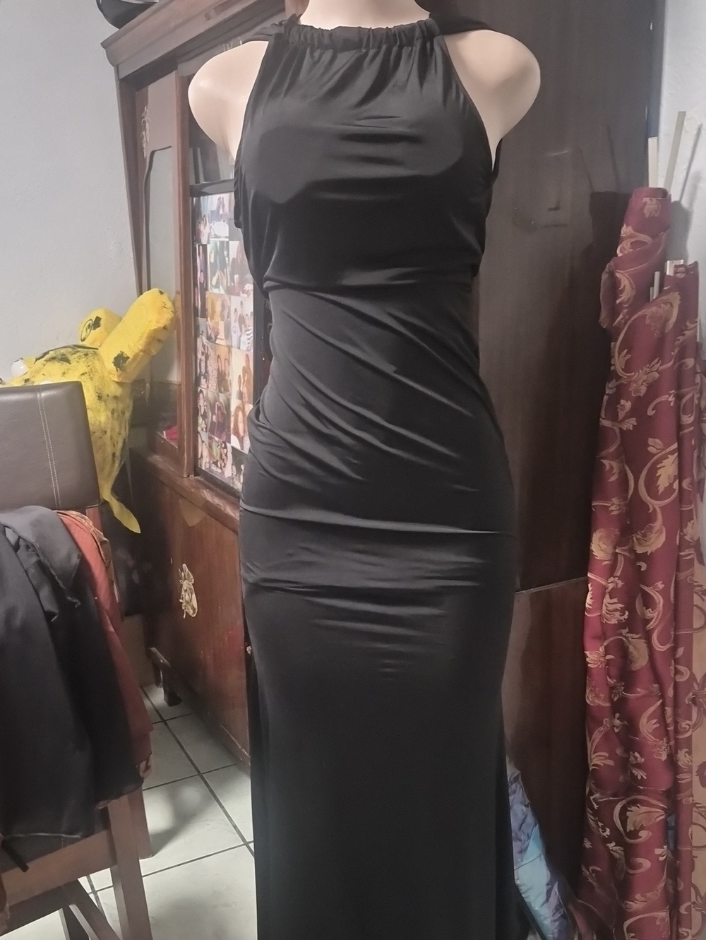 Elegant Black Halter Maxi Dress for Women